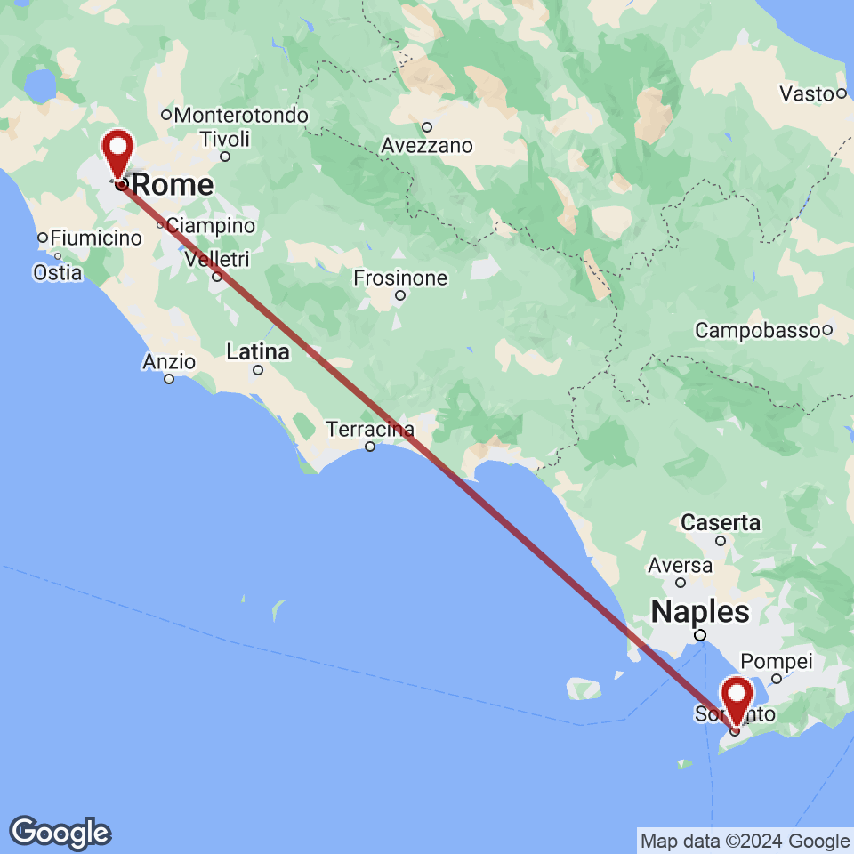 Route for Rome, Sorrento tour